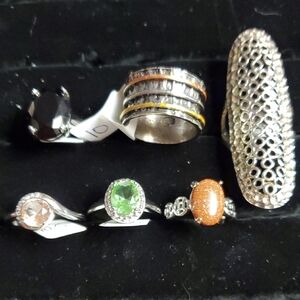 Fashion Rings Bomb Party Silver Tone Rhodium Plated Qty 6 Size 10 And 10 1/2